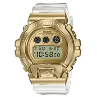 在飛比找momo購物網優惠-【CASIO 卡西歐】G-SHOCK 金屬錶圈 透明手錶(金