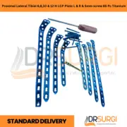 Proximal Lateral Tibial 6,8,10 & 12 H LCP Plate L & R & 5mm screw 85 Pc Titanium