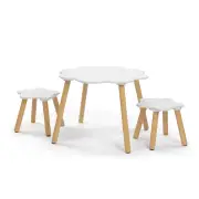 Design Square Liam Kids Furniture Cloud Table and 2x Star Stools - White/Oak