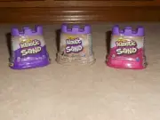 NEW, SET OF 3 KINETIC SAND, 5OZ CONTAINER, PINK, PURPLE & BROWN