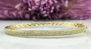 3CT Round Cut Simulated Diamond Elegant Bangle Bracelet 925 Silver Gold Plated