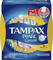 Tampax Pearl Compak Tampons Regular, Light, 18 Count