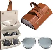[PUCHEN] Foldable PU Leather Sunglasses Organizer Case, Portable Eyeglasses Storage Box, Multiple Travel Sunglasses Organizer