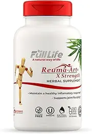 Full Life Reuma-Art X Strength - 180 Veggie Capsules - Extra Strength & Fast Acting Anti-Inflammatory - Joint Pain Relief Supplement