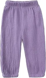 [EISHOW] Toddler Cotton Linen Trousers Summer Kids Baby Girls Boys Soft Solid Casual Fall Harem Long Pants for 1-8 Years