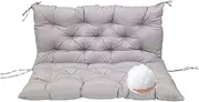 Waterproof Outdoor Garden Bench Cushion Replacement 2 Seater 3 Seater with Backrest & String Thick Soft Patio Furniture Cushion Stuffed Lawn Loveseat Mat Light Grey 47" x 40"