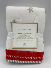 Pottery Barn Teen Dr Suess's The Grinch Quilted Sham Standard White #G414