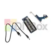 PCI-E Express X1 to Dual PCI Riser Extend Adapter Card With 2.6 FT USB 3.0 Cable