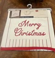 Winter Wonder Lane 72 Inch Table Runner Red On White Merry Christmas NWT