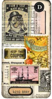 Junk Journal Art Cards, Vintage Collage #13, 8 pcs 3" x 6"