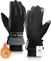 [rivmount] Winter Gloves Women Men, Thermal Ski Gloves for Cold Weather with Warm, Waterproof, Touchscreen for Running, Skiing
