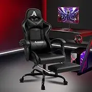 ALFORDSON Computer Gaming Chair with Massage Lumbar Cushion and Footrest Swivel Recliner Leather Ergonomic Home Ergonomic Desk Chair with Armrest Headrest