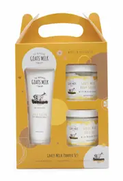 The Natural Goats Milk Company Goats Milk & Manuka Honey Pamper Set - Hand Cream, Body Souffle & Bath Salts