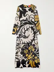 [La DoubleJ] La DoubleJ - Swing Printed Silk-twill Midi Dress - Cream - x small x small Cream