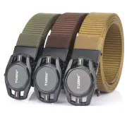 Tushi Smart Tactical Belt Automatic Quick Unlock Buckle Premium Nylon Canvas Casual Belt for Outdoors Camping Hiking Fis