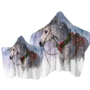 Snowy Christmas with White Horse Towel with Hood