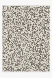 305' x 425' | Machine Washable Runner Rug | Kid & Pet Friendly | Indoor Rug | Block Party Black & Ivory Flatwoven Rug by Keith Haring | Ruggable