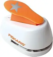 Fiskars Motive Lever Punch, Star, Diameter 2.5 cm, for Left and Right Handers, Steel/Plastic, White/Orange, Lever Punch, M, 1004722