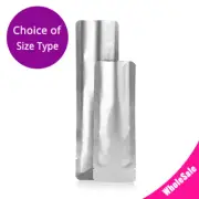 Multi Size Silver Aluminium Mylar Glossy Flat Open Top Powder Pouch