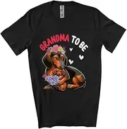 [Generic] Grandma to Be, Lovely Mother's Day Flowers Dachshund New Grandma, Pregnancy Family Group Unisex T-Shirt