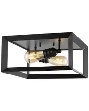 JONATHAN Y Designs Marfa Square 13 2 Light Iron Modern Farmhouse Led Flush Mount