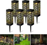 6 Pack Outdoor Lights Solar Powered Decorative Garden Decor for Outside Front Yard, LED Garden Lights Solar Path Lights Outdoor, Automatic Halloween Christmas Decorations Landscape Lighting for Patio