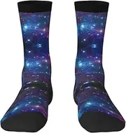 [EdWal] Soft Galaxy print Moisture Wicking Socks Sports Socks for Men and Women Warm thermal Boot Hiking Socks