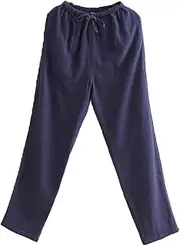 [NTWSHS] Chinese Clothing Summer Cotton Linen Tai Chi Pants Loose Tang Suit Pants Men Kung Fu Uniform Pants Cotton Linen Chinese Traditional Clothes,Hanfu Pants Martial Arts Clothing Pants Red(Blue,XL-XXL)