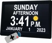 【Upgraded】 11.5" Large Digtal Clock with Day and Date for Seniors, Auto DST, 19