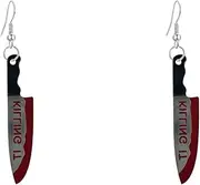 [YUNXI] Red Bloody Vintage Handmade Punk Knife Style Kitchen Knife Earrings Drop Earrings Halloween Jewelry