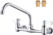 Commercial Sink Faucet with 10” Swivel Spout, 8" Center Wall Mount Kitchen Fauce