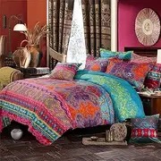 Luxton Bohemian Quilt Cover Set, Queen Size 3pcs Floral Boho Mandala Doona Cover Set, Queen Size
