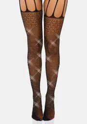 Here To Slay Sparkle Fishnet Tights