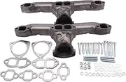 Rams Horn Exhaust Manifolds Headers w/ 2.5" Center fits Most Stock Cylinder Heads With Round/Square Port Small Block Chevy SBC 283 305 327 350 400 Engines