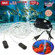 New Silent Air pump Aquarium Fish Tank Double-Hole Air Pump Hydroponic Oxygen US