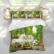 3D Unicorn Forest 375 Bed Pillowcases Quilt King Size
