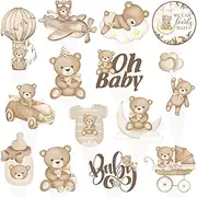 Teddy Bear Cucpcake Toppers 48Pcs We Can Bearly Wait Cupcake Toppers Bear Baby Shower Decoration Oh Baby Bear Cupcake Picks for Bear Theme Birthday Party Supplies