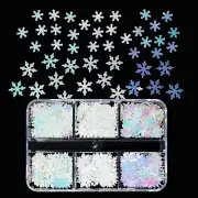 One Box White Snowflake Sequins Winter NailArt Ornament Christmas Snowflake New