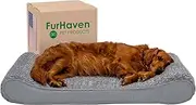 FurHaven Pet Dog Bed | Orthopedic Ultra Plush Luxe Lounger Pet Bed for Dogs & Cats, Gray, Jumbo