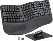MEETION Ergonomic Wireless Keyboard and Mouse, Ergo Large, Black