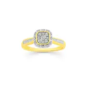 9ct Gold Diamond Cushion Ring