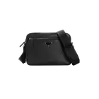 Prada Vitello City Leather Triangle Logo Crossbody Bag Black