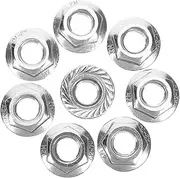 BUGUUYO 10pcs M8 Stainless Steel Nuts Flange Locknuts Serrated for Home Industrial Use