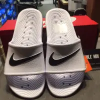 在飛比找蝦皮購物優惠-Nike 白底黑Logos  防水拖鞋