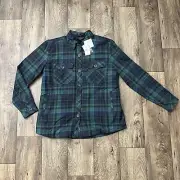 Eddie Bauer Shacket Green Plaid Sherpa Lined Flannel Shirt Jacket Women’s Sz M