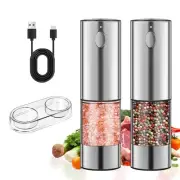 Electric Salt and Pepper Grinder Set, Rechargeable Pepper Grinder LED lights,...