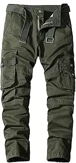 [JEShifangjiusu] Mens Multi Pockets Cargo Pants Hiking Combat Work Outdoor Trousers Casual Slim Straight Fit Sweatpants, Army Greena1, 32