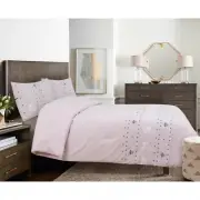 brand new Wild Sage Alana Embroidered Geometric KING Comforter Set in Light Pink