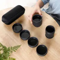 在飛比找Yahoo奇摩購物中心優惠-EZlife 便攜型 黑陶茶具組 (內附 茶杯x4+茶壺x1