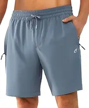 [Cosmolle] Men's Hiking Cargo Shorts Quick Dry Lightweight Athletic Shorts with Zipper Pockets for Gym, Workout, Running